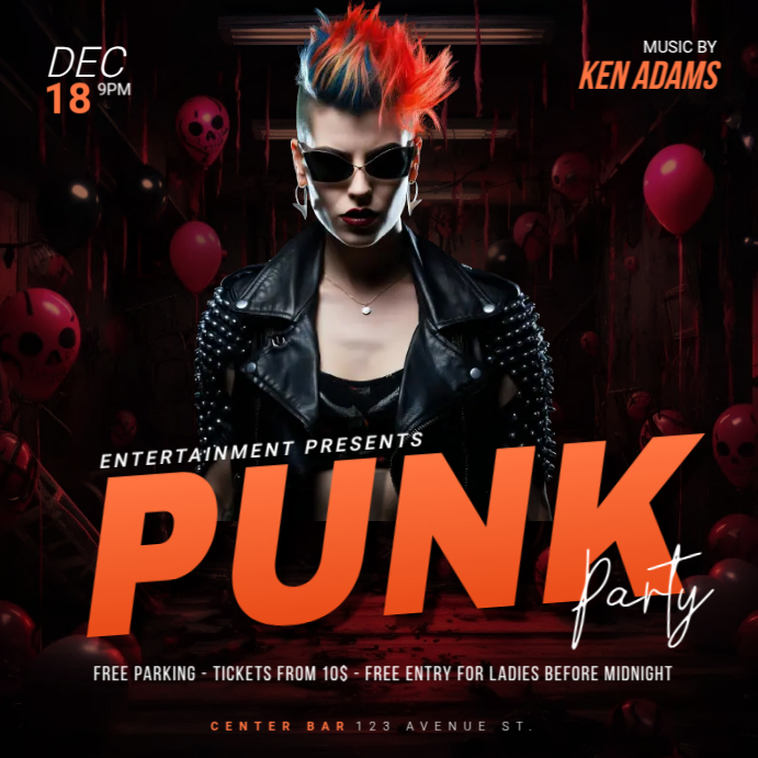 Punk party instagram post template | PosterMyWall