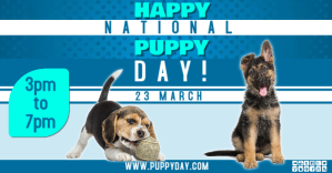 Blue National Puppy Day Celebration Facebook Ad Template
