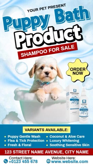 Puppy Shampoo Ads Rolka Instagram template