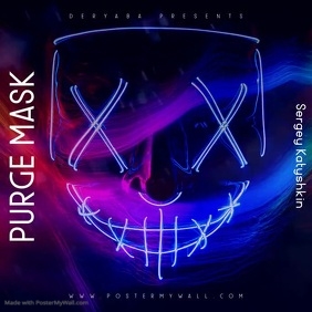 Purge Neon Mask Video Mixtape CD Cover Square (1:1) template