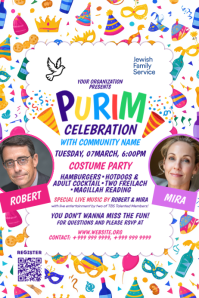 Purim Celebration Invite Poster Template