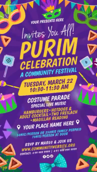 Blu Purim Celebration História do Instagram Template
