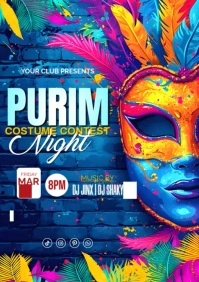 Purim Costume contest night party A4 template