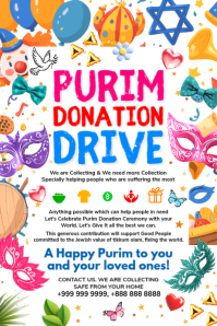 Purim Donation Drive Template Poster