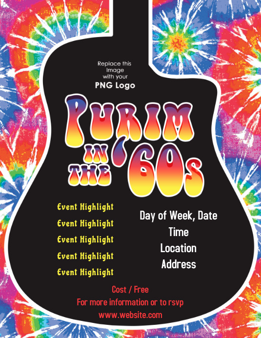 Purim In The 60s Template Postermywall