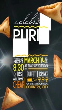 Purim Night Party 2026 Display Template Instagram Story