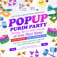 Purim Party Post Template Wpis na Instagrama