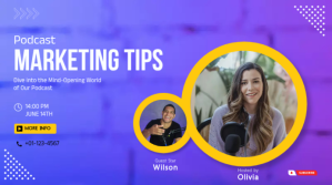 Purple & Yellow Simple Podcast YouTube thumbn YouTube-miniature template