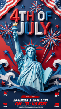 Purple 3D 4th of July Celebration Instagram Story template