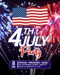 Purple 3d 4th Of July Party Instagram Portrait template