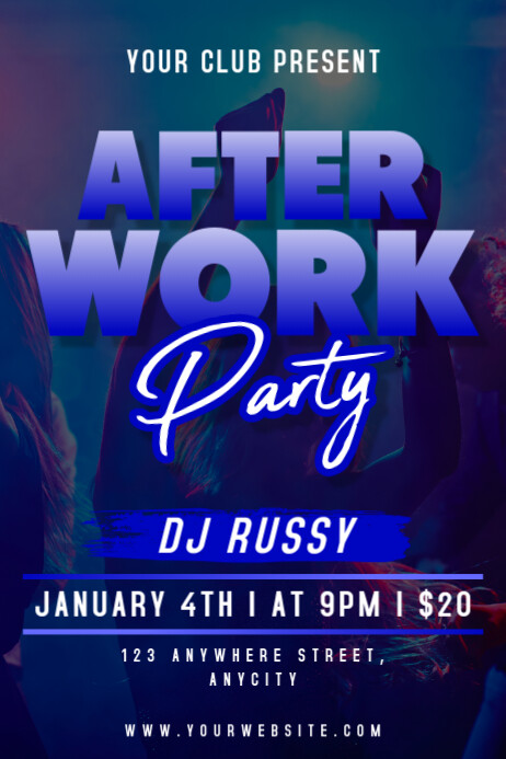 Purple 3d After Work Party Poster Template | PosterMyWall