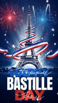 Purple 3d Bastille Day Instagram Story template