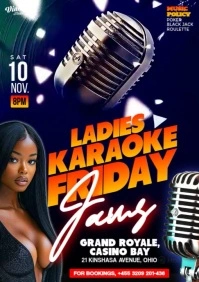 Purple 3d Black Maximalist Karaoke Saturday Night Party Flyer A4 template