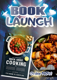 Purple 3d Book Launch Flyer A4 template