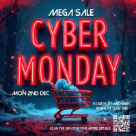 Purple 3d Cyber Monday Instagram Post Wpis na Instagrama template