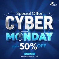 Purple 3d Cyber Monday Sale Square (1:1) template