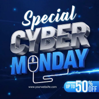 Purple 3d Cyber Monday Sale Square (1:1) template
