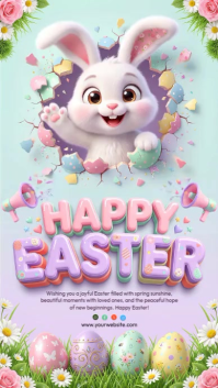 Purple 3D Easter Celebration Instagram Story Video template