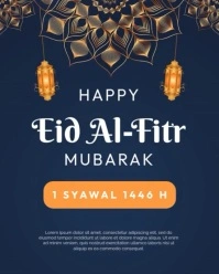 Purple 3d Eid Al Fitr Instagram Portrait template