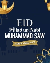 Purple 3d Eid Milad Un Nabi Instagram Portrait template