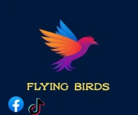Purple 3d Flying Birds  Medium Rectangle template