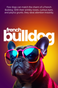 Purple 3d French Bulldog Poster template