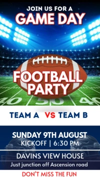 Purple 3d Game Day Football Party Invitation – Editable Flyer Instagram Story template