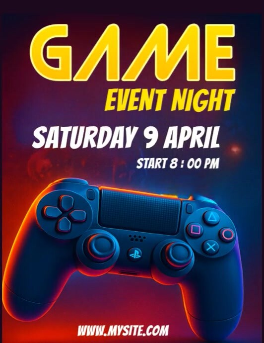 Purple 3d Game Night Volantino (us Letter) template