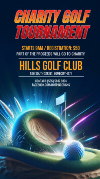 Purple 3d Golf Tournament Flyer Instagram Story template