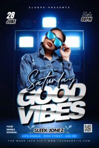 Purple 3d Good Vibes Party Flyer Poster 海报 template