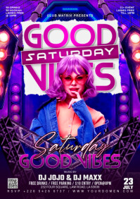 Purple 3d Good Vibes Saturday  A4 template