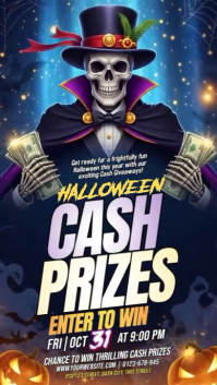 Purple 3d Halloween Cash Prizes Instagram Story template