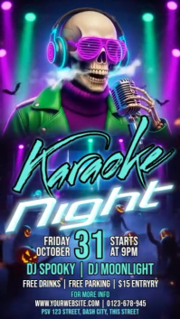Purple 3d Halloween Karaoke Night Party Instagram Story template