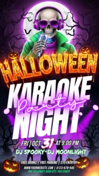Purple 3d Halloween Karaoke Night Party Instagram Story template
