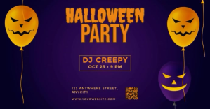 Purple Halloween Party Okładka wydarzenia na Facebooku Template