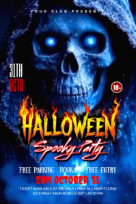 Purple 3d Halloween Scary Night Party Poster Plakat template