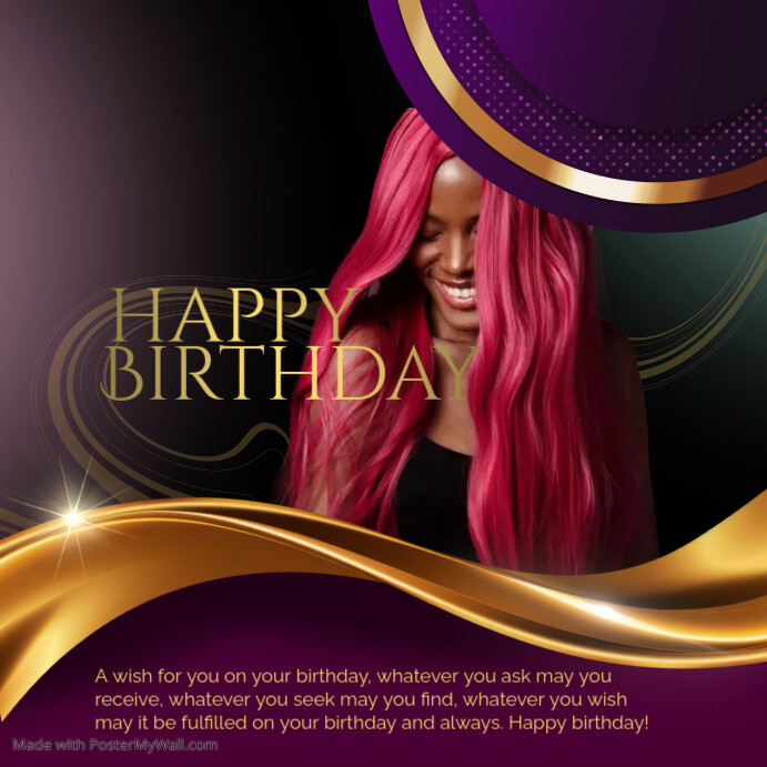 Purple 3d Happy Birthday Instagram Post Template | PosterMyWall