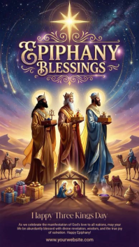 Purple 3d Happy Epiphany Day Instagram Story template