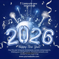 Purple 3d Happy New Year Instagram Post template