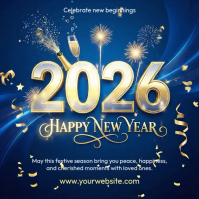 Purple 3d Happy New Year Square (1:1) template