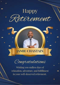 Purple 3d Happy Retirement Greeting A4 template