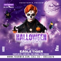 Purple 3d Horror Night Costume Party Template Instagram Post