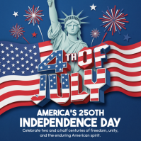 Purple 3D Independence Day Celebration Instagram Post template