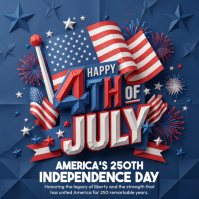 Purple 3D Independence Day Celebration Instagram Post template