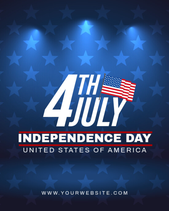 Purple 3d Independence Day Instagram Portrait template