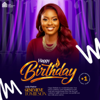 Purple 3D Joyful Birthday Wish Template for Social Media Square (1:1)