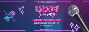 Purple 3d Karaoke Party Foto Sampul Facebook Facebook-Cover template