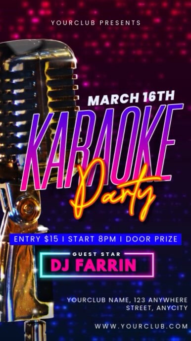Purple 3d Karaoke Party Reel Instagram template