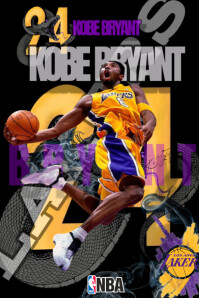 Purple 3d Kobe Bryant Poster template
