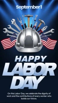 Purple 3d Labor Day Instagram Story template